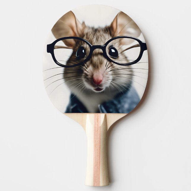 Field mouse Wearing Glasses Ping Pong Paddle (Front)