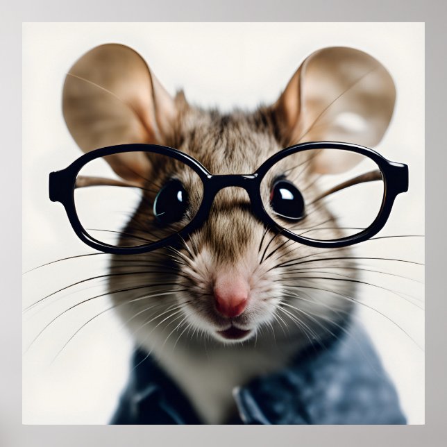 Field mouse Wearing Glasses Poster (Front)