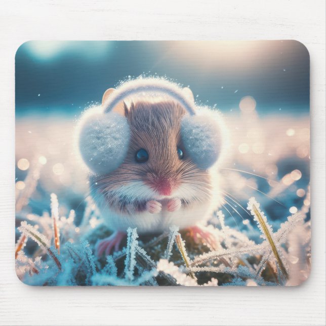 Field Mouse With Earmuffs Mat (Front)