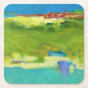 Field Notes - Abstract Green Art Square Paper Coaster