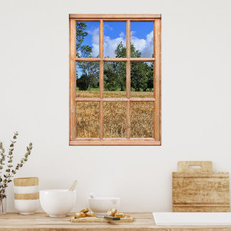 Field of Barley View from a Window Poster