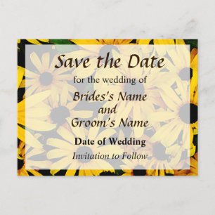 Field of Black-Eyed Susans Save the Date Announcement Postcard