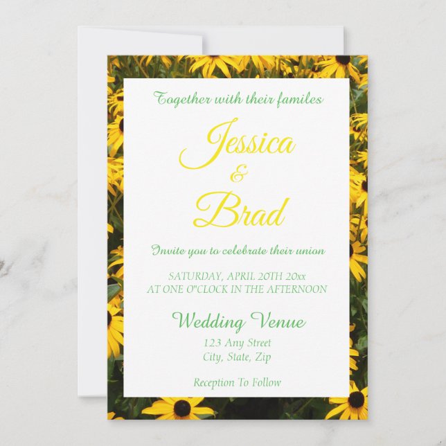 Field of Black Eyed Susans Wedding Invitation (Front)