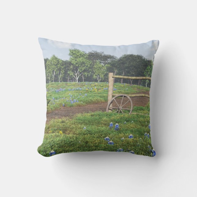 Field of Bluebonnets Pillow (Front)