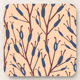 Field of Cat Tails against a Peach Background Coaster