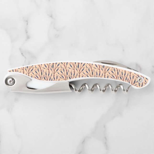 Field of Cat Tails against a Peach Background Corkscrew (Front)