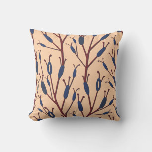 Field of Cat Tails against a Peach Background Cushion