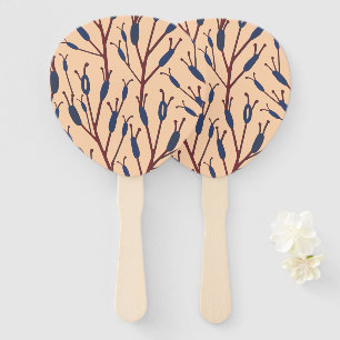 Field of Cat Tails against a Peach Background Hand Fan