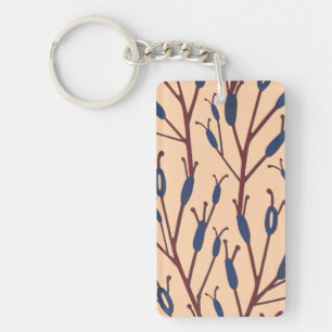 Field of Cat Tails against a Peach Background Key Ring