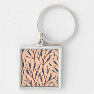 Field of Cat Tails against a Peach Background Key Ring