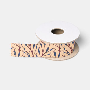 Field of Cat Tails against a Peach Background Satin Ribbon