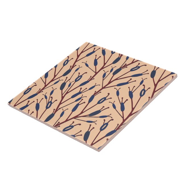 Field of Cat Tails against a Peach Background Tile (Side)
