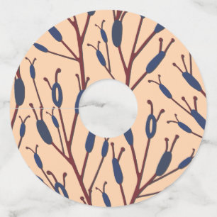 Field of Cat Tails against a Peach Background Wine Glass Tag
