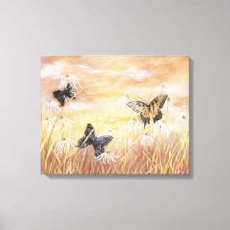 Field of Coneflowers and Butterflies Canvas Print