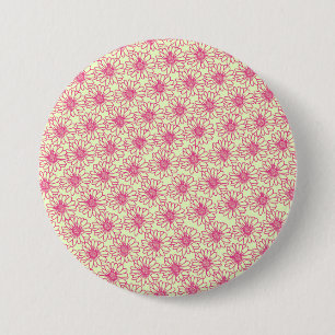 Field of Daisies Button, Pink Flowers 7.5 Cm Round Badge