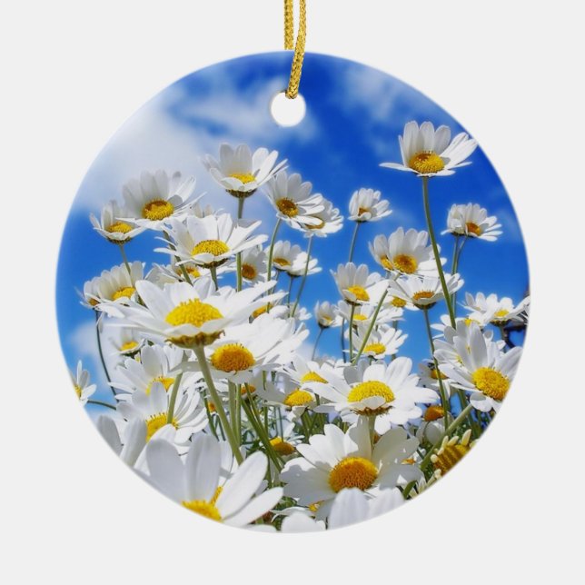 Field of Daisies Ceramic Tree Decoration (Front)
