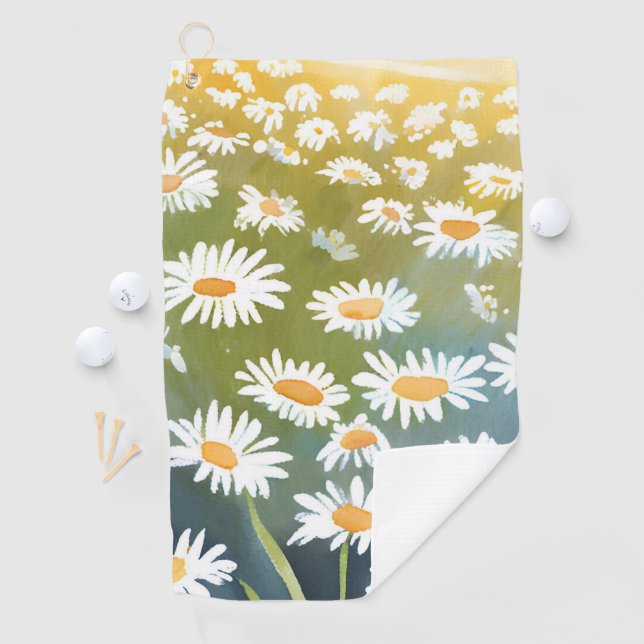 Field of Daisies | Flower Meadow Floral Painting  Golf Towel (InSitu)