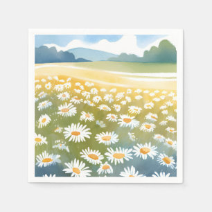 Field of Daisies Flower Meadow Floral Painting Napkin