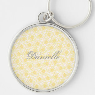 Field of Daisies Keychain, Yellow Flowers Key Ring