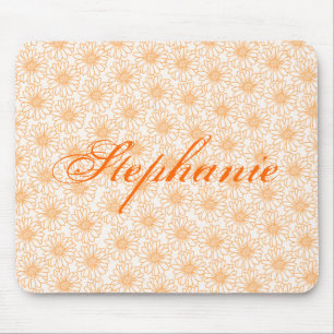 Field of Daisies Mousepad, Orange Flowers Mouse Mat