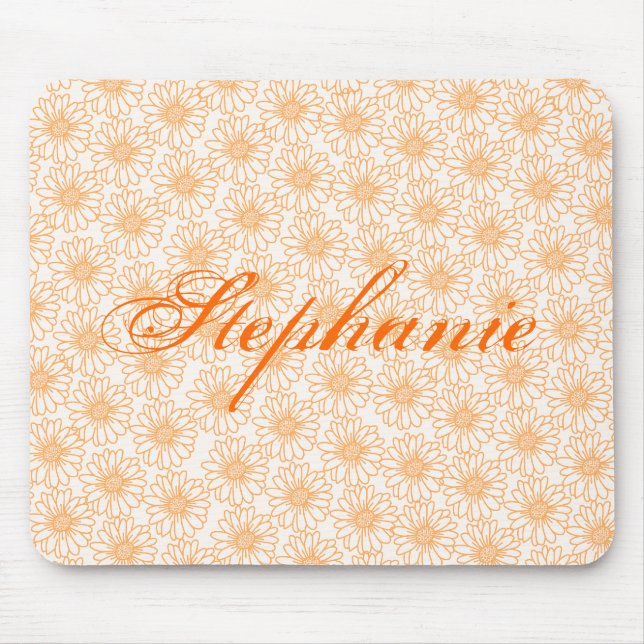 Field of Daisies Mousepad, Orange Flowers Mouse Mat (Front)