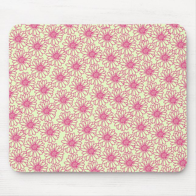 Field of Daisies Mousepad, Pink Flowers Mouse Mat (Front)
