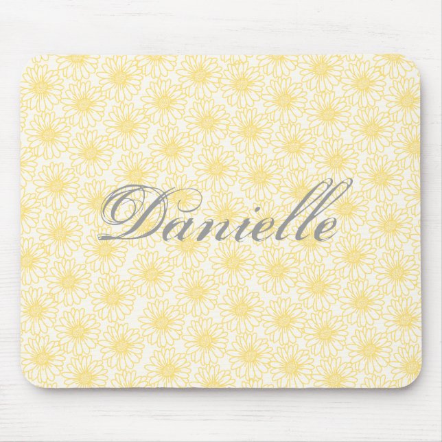 Field of Daisies Mousepad, Yellow Flowers Mouse Mat (Front)
