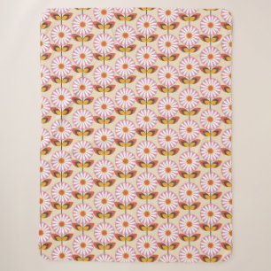 Field of Daisies pink Sherpa Blanket