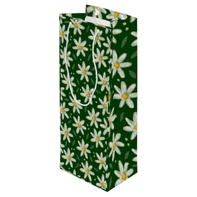 Field of daisies wine gift bag (Back Angled)