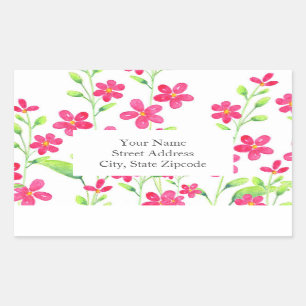 Field of Deep Pink Watercolor Blossoms Labels