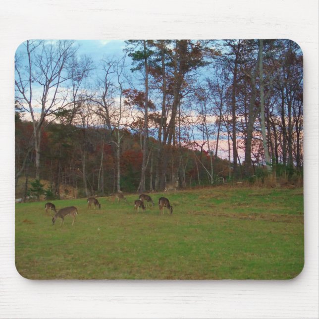 Field of Deer & a Pink SunSet Mouse Mat (Front)