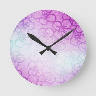 Field Of Flower - Purple Round Clock