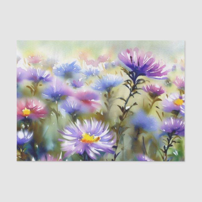 Field of Flowers-Aster (A) Watercolor  Tissue Paper (Front)