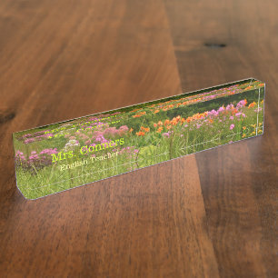 "FIELD OF FLOWERS" CUSTOMIZABLE DESK NAMEPLATE