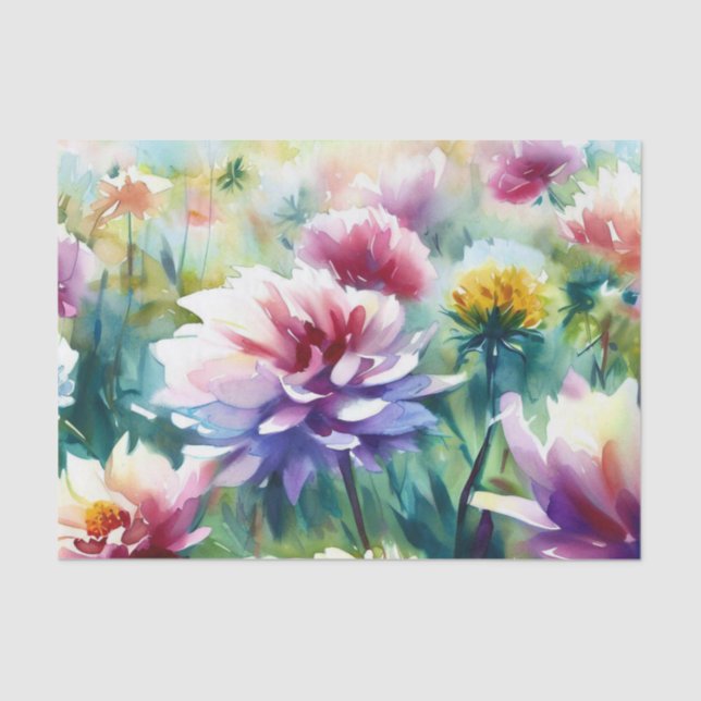 Field of Flowers-Dahlia (A) Watercolor  Tissue Paper (Front)