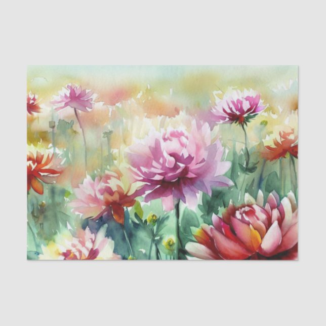 Field of Flowers-Dahlia (B) Watercolor  Tissue Paper (Front)
