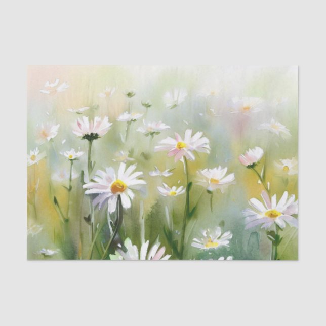 Field of Flowers-Daisy (C) Watercolor  Tissue Paper (Front)