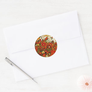 Field of Flowers - Egon Schiele art, Classic Round Sticker