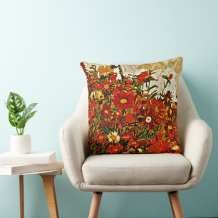 Field of Flowers - Egon Schiele art, Cushion
