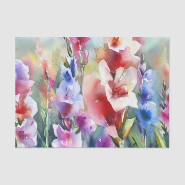 Field of Flowers-Gladiolus (A) Watercolor  Tissue Paper (Front)