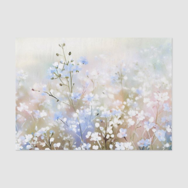 Field of Flowers-Gypsophila (C) Watercolor  Tissue Paper (Front)