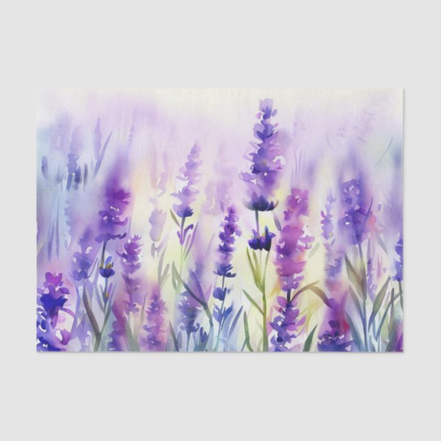 Field of Flowers-Lavender (A) Watercolor  Tissue Paper (Front)