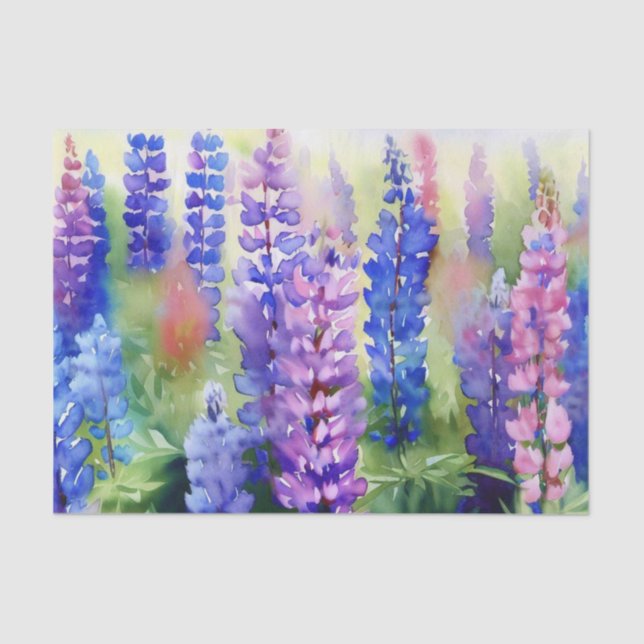 Field of Flowers-Lupine (C) Watercolor  Tissue Paper (Front)