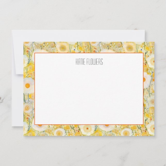 Field of Flowers NAME Yellow Orange Natural Beauty Card (Front)