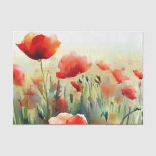 Field of Flowers-Poppy (D) Watercolor  Tissue Paper
