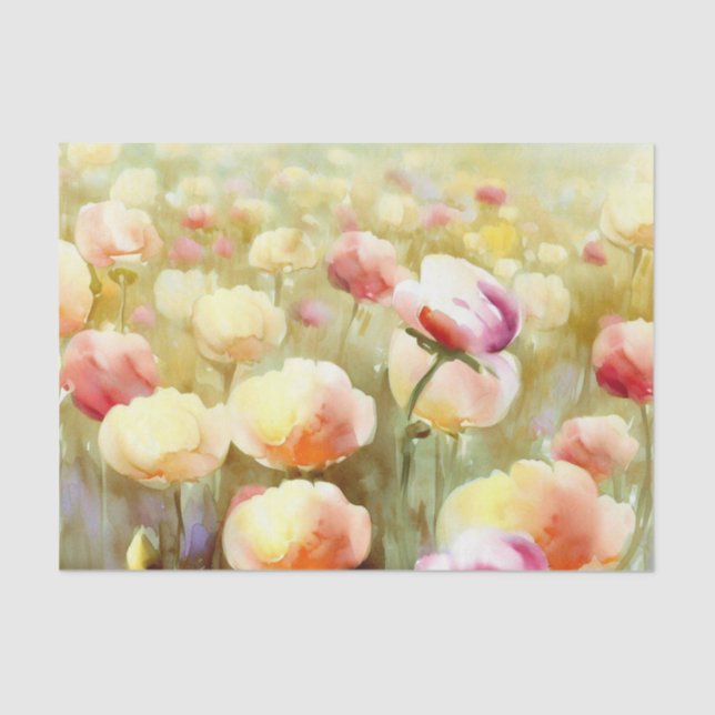 Field of Flowers-Ranunculus (D) Watercolor  Tissue Paper (Front)