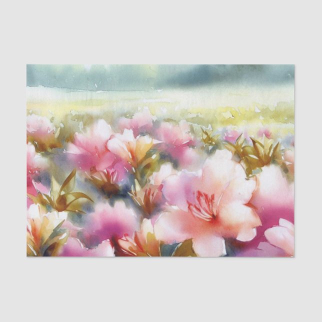 Field of Flowers-Rhododendron (C) Watercolor  Tissue Paper (Front)