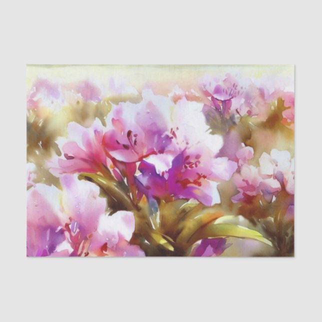 Field of Flowers-Rhododendron (D) Watercolor  Tissue Paper (Front)