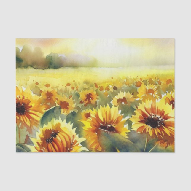 Field of Flowers-Sunflower (A) Watercolor  Tissue Paper (Front)