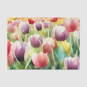 Field of Flowers-Tulip (D) Watercolor  Tissue Paper